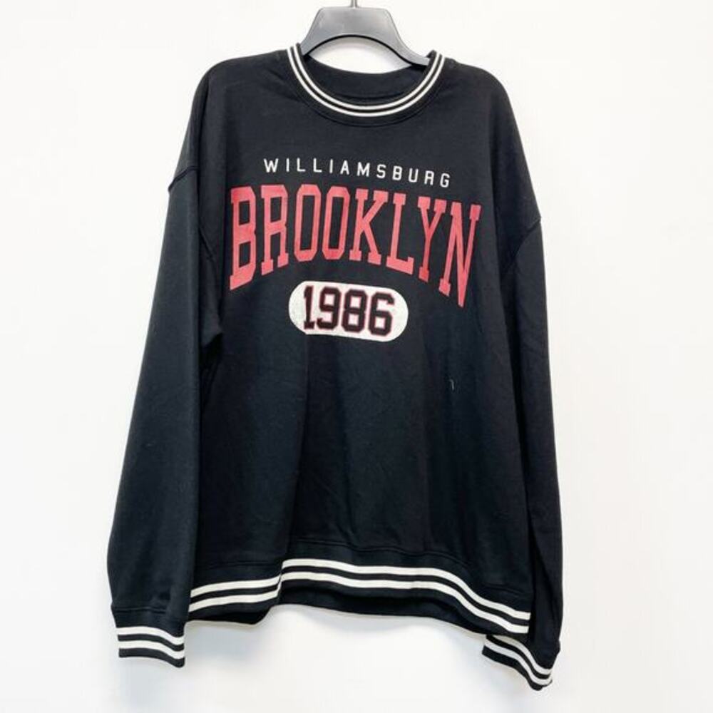 Goodie Two Sleeves Men's Williamsburg Brooklyn 1986 Crewneck Pullover Black 2XL